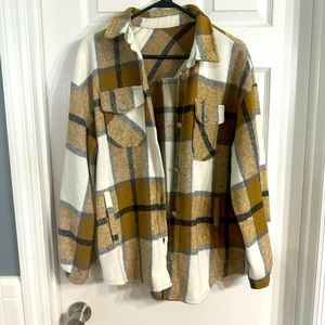 Plaid button up shacket